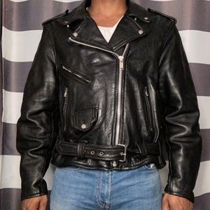 BLACK GENUINE LEATHER BIKERS JACKET